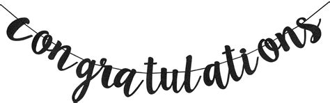 LeeSky Black Glitter Congratulations Banner - Graduation India | Ubuy
