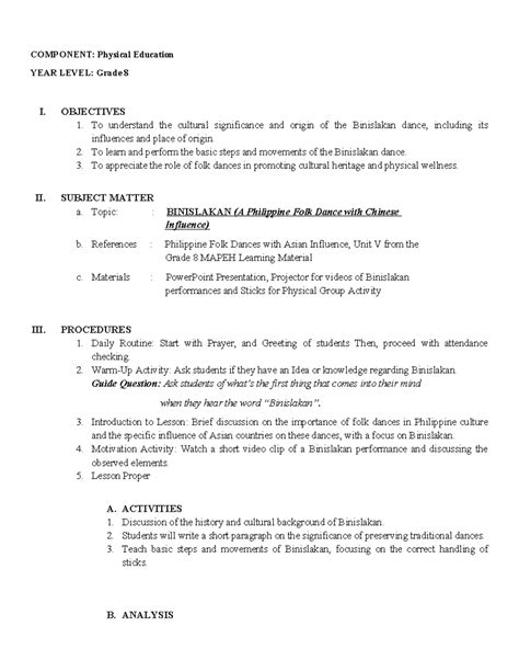 Image result for Pe Lesson Objectives