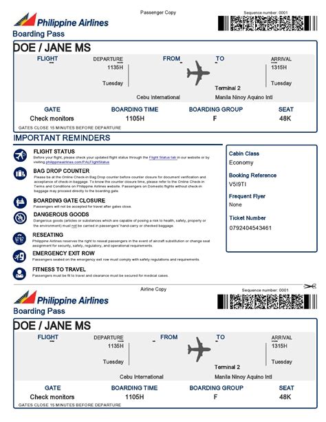 Printable Fake Plane Ticket Confirmation
