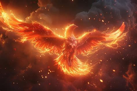 Mythical phoenix soaring through a celestial infer | Premium AI ...
