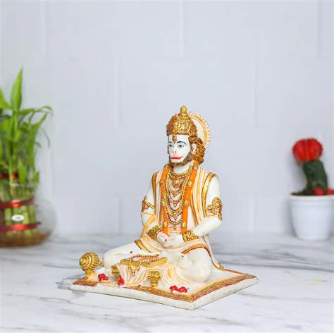 Lord Hanuman sitting statue with gada & reading Book|Kitab Hanuman ...