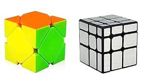 D ETERNAL Speed Cube Combo Set of Skewb & Silver Mirror Cube High Speed ...
