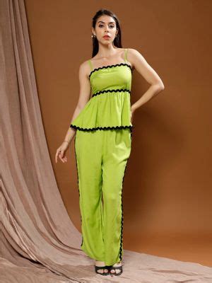 Buy AAREIN Spiral Lace Peplum Green Co-Ord (Set of 2) (XS) Online