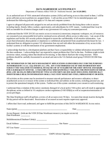 To request access to the VISN20 CHIPS Data Warehouse, ... Doc Template ...