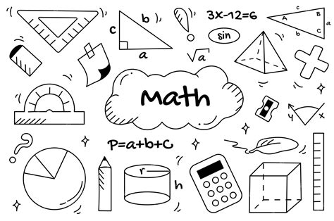 Premium Vector | Line set Maths in cartoon style Design set featuring ...