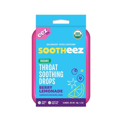 Sootheez Organic Throat Soothing Drops for Sore Throat Relief, Berry ...