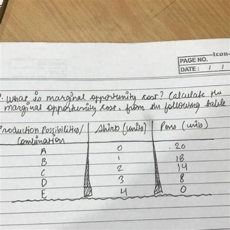 I. what is marginal opportunity cost? Calculate the marginal ...