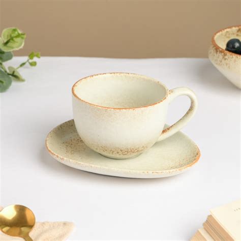 Earthy Stoneware Cup And Saucer 200 ml Online - Premium Tea Cup | Nestasia