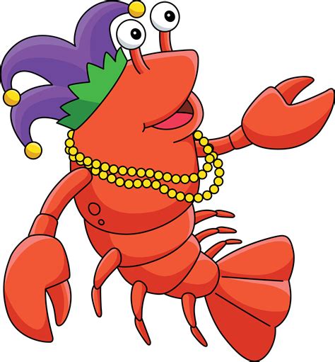 Mardi Gras Jester Crawfish Cartoon Colored Clipart 20119237 Vector Art ...