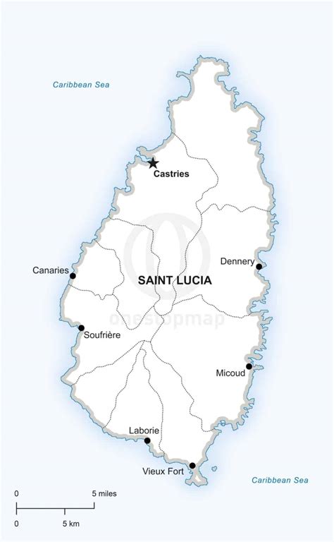 Vector Map of Saint Lucia Political | One Stop Map