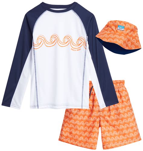 Boys' Rash Guard Set - 3 Piece UPF 50+ Rash Guard Swim Shirt, Bathing ...