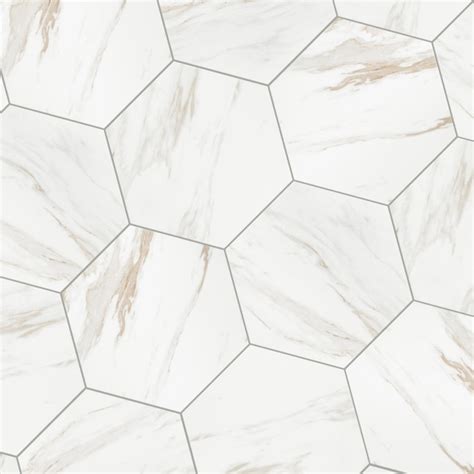 Affinity Tile Eterno Hex Carrara 9-in x 10-in Satin Porcelain Marble ...
