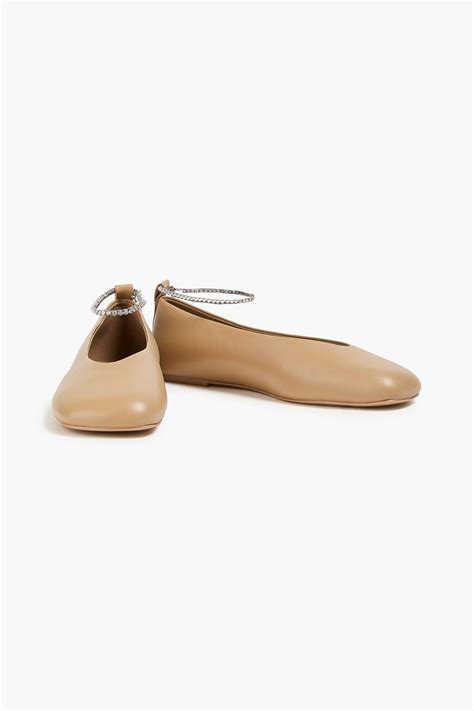 STINE GOYA Reelo crystal-embellished leather ballet flats | THE OUTNET