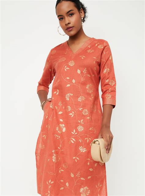 Buy Women Foil Printed Straight Kurta Online at just Rs. 599.0 ...