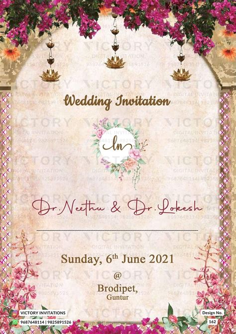 Wedding ceremony invitation card of hindu south indian telugu family i ...