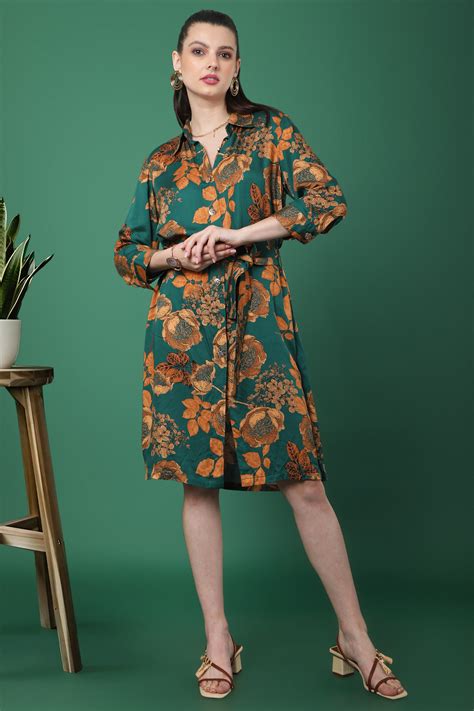 Sora Floral Printed Shirt Dress – Tamiska.com