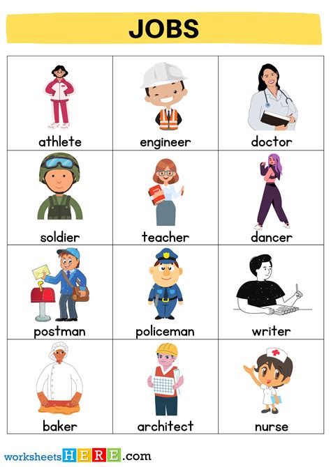 +55 Jobs and Occupations Names with Pictures Flashcards PDF Worksheets For Kids - WorksheetsHe ...
