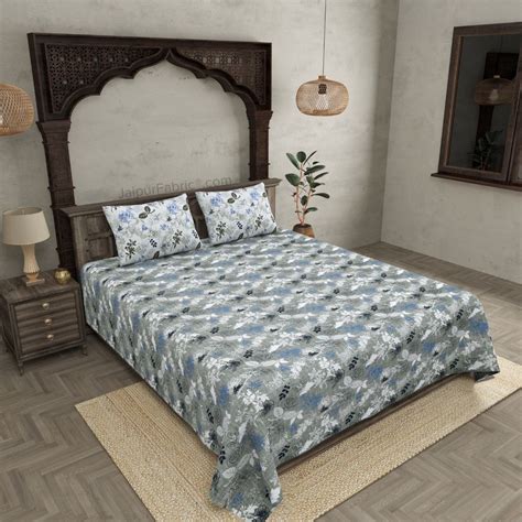 The Finest Pick Rose Pattern Grey Dohar and Bedsheet Combo – JaipurFabric®