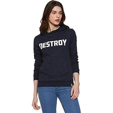 Buy Campus Sutra Women Printed Hoodie(AZW119_H_W_DET_BU_AZ_S) Blue at ...