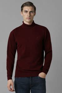 LOUIS PHILIPPE Solid Turtle Neck Formal Men Maroon Sweater - Buy LOUIS ...