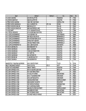 Fillable Online List of CheckFreePay agents in Texas. - Online Bill Pay ...