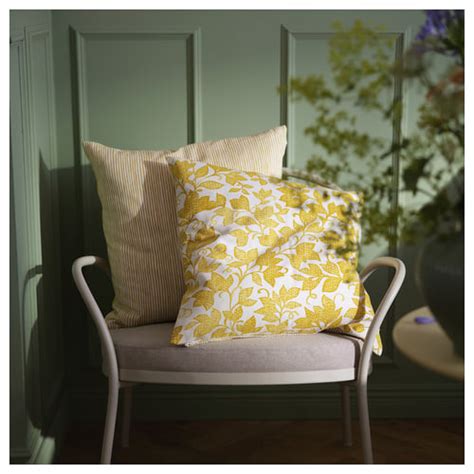 FJUNKLOCKA cushion cover, yellow/white, 50x50 cm (20x20") - IKEA