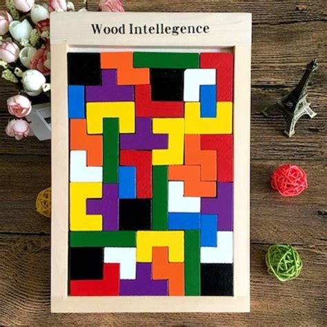 FIVE NINE TOYS Wood Intelligence Brain Games Building Blocks 40 Pcs ...