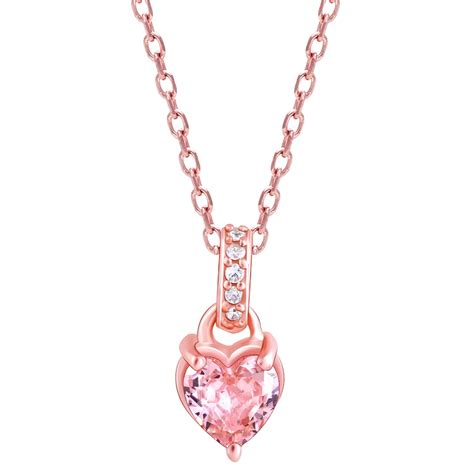 GIVA 925 Silver Rose Gold Blush Pink Heart Pendant with Link Chain ...