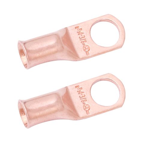 SELTERM 2pcs 4 AWG 3/8" Stud Copper Wire Lugs, Battery Lugs, Ring ...