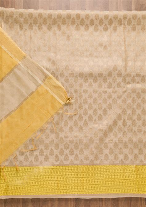 Buy Gold Zariwork Brocade Unstitched Salwar Suit - Koskii