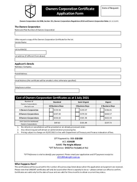 Fillable Online OC Certificate Request Form as at 01-07-2021.docx Fax ...