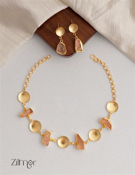 Natural Stone Necklace Earrings Set (color option) - KE100599 – Zilmor
