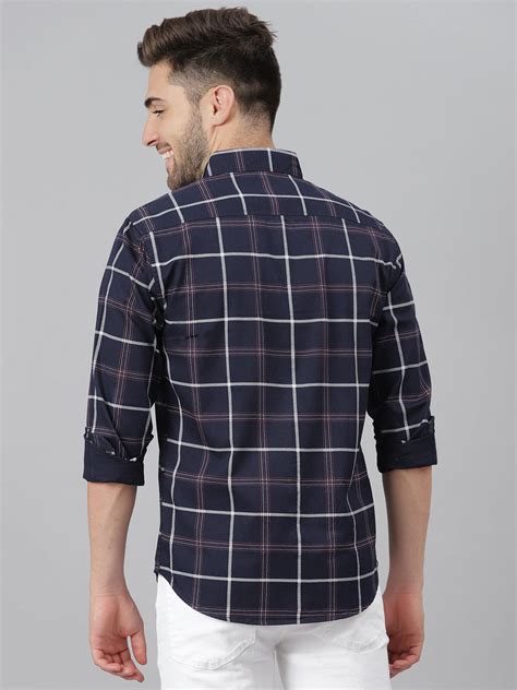 Men's Cotton Window Pane Checkered Slim Fit Casual Shirt – DENNIS LINGO