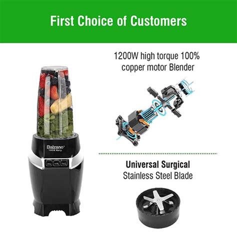 Balzano High Speed Nutri Blender/Mixer/Smoothie Maker - 1200 Watts - 9 ...