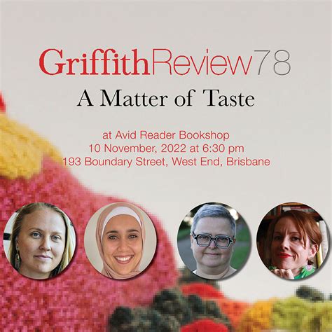 A Matter of Taste at Avid Reader - Griffith Review