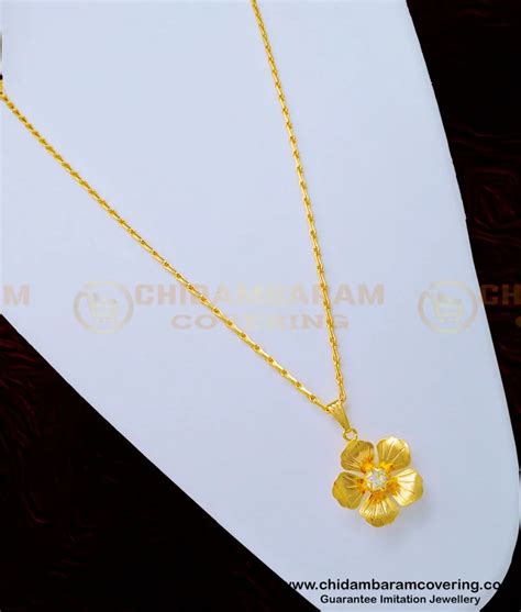 Buy Elegant Gold Design Daily Use White Stone Dollar With Short Chain ...