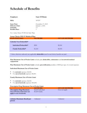 Fillable Online Schedule of Benefits - baetnastateofmainecomb Fax Email ...