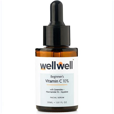 wellwell Vitamin C 10% Pure Ethyl Ascorbic Serum + Niacinamide 5% ...