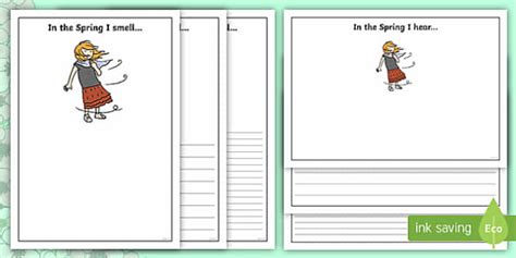 Black and White In the Spring I Smell... Writing Template