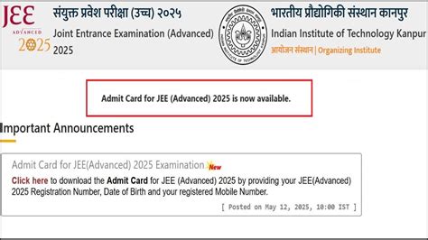 jeeadv.ac.in JEE Advanced Admit Card 2025 Out: Download Hall Ticket ...