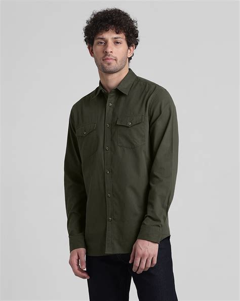 Green Patch Pocket Cotton Shirt