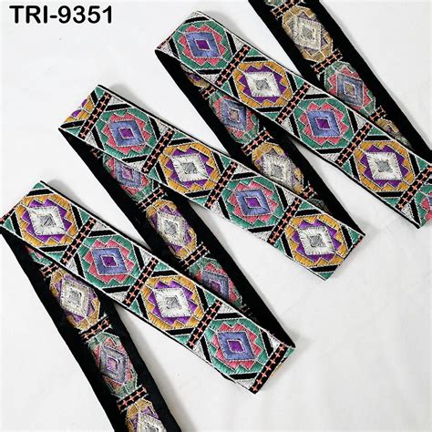 9 Yard Multi 5cm Embroidery Trim Ribbons Indian Sari Border Embroidere ...