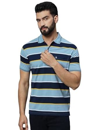 UNIBERRY Men's Cotton Blend Polo Collar Striper T Shirt Has A Short ...