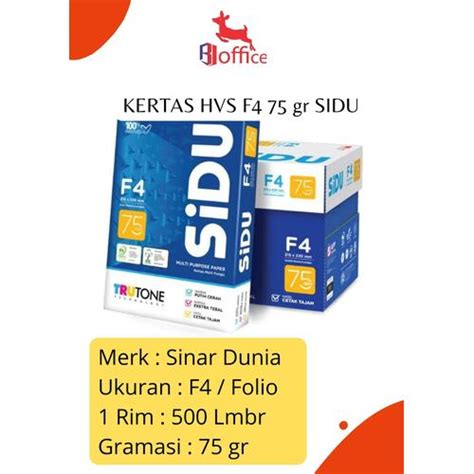 Jual Kertas HVS SIDU F4 75 Gram Original Per Rim - Kota Bandung - Bj ...