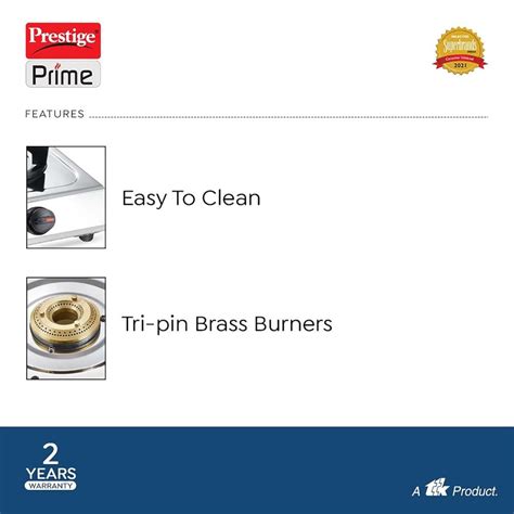 Prestige Prime 2 Burner Stainless Steel Gas Stove | Silver – Rasoi Shop