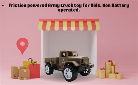 NeoKiddo Toys Military Truck Toy – Friction Powered Army Vehicle for ...