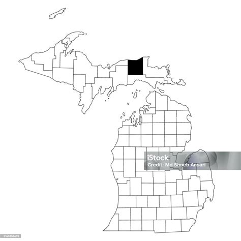 Map Of Luce County In Michigan State On White Background Single County Map Highlighted By Black ...