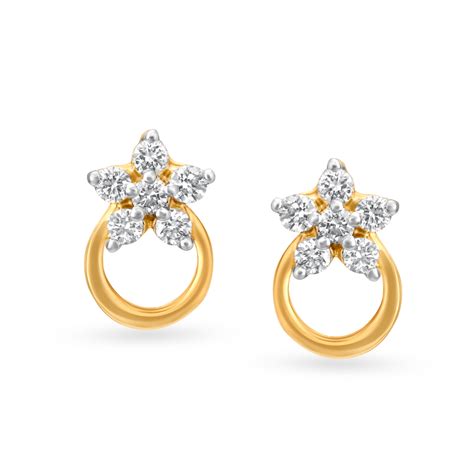Shimmering 18 Karat Yellow Gold And Diamond Floral Studs