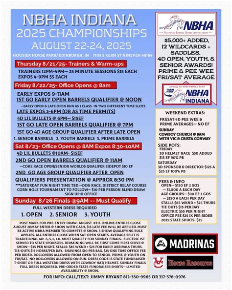 IN NBHA STATE FINALS 2025, Hoosier Horse Park, Nineveh, 21 August to 24 ...