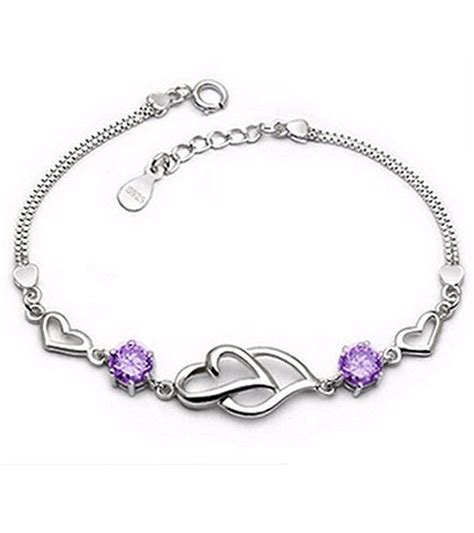 Karatcart Platinum Plated Purple Heart Shaped Bracelet | Buy Ethnic ...